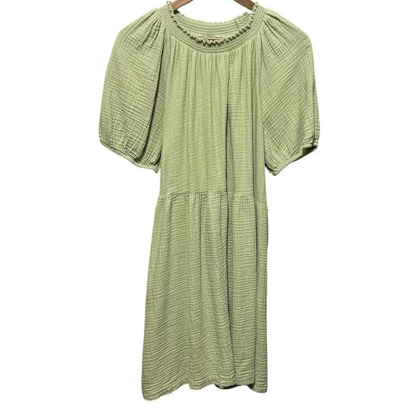Universal Thread Dress 2X Green Puff Sleeve Gauzy Tier Boho Cowgirl Western - Picture 1 of 13